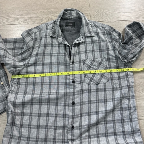 Rag & Bone Shirt Mens Gray Plaid Button Up Cotton Long Sleeve Classic Fit - Picture 9 of 9